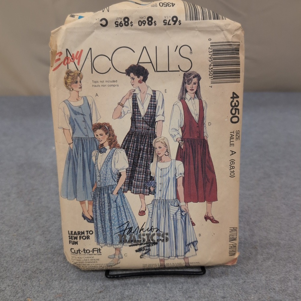 Vintage 1989 McCalls 4350 Misses Jumpers Petticoat Sewing Pattern Size 6-10 Cut - Picture 1 of 3